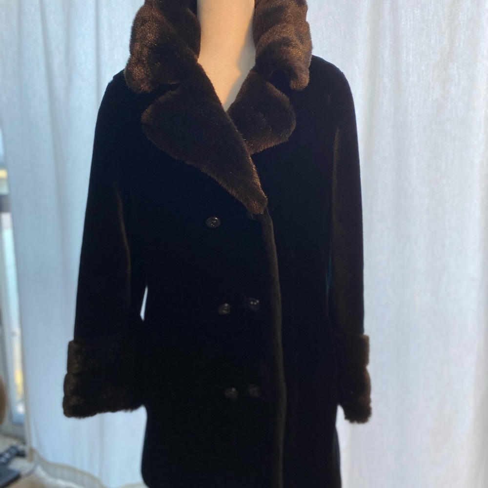 Vintage faux fur with leather lining, Borgazia Jacket Dubrowsky and Joseph 1970s